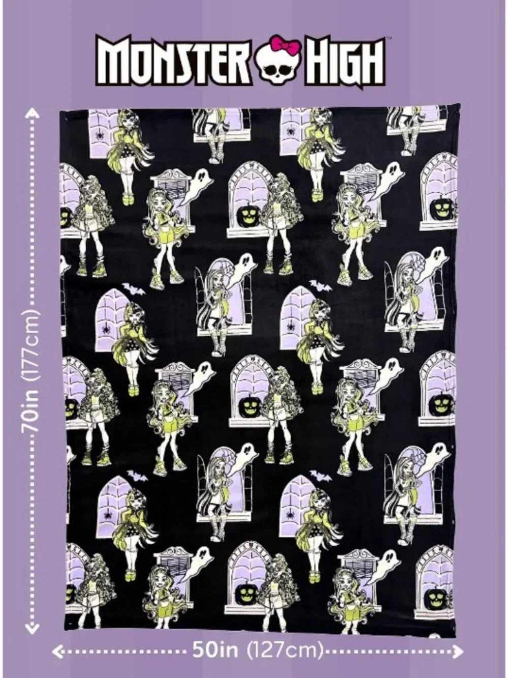 Monster High Halloween Throw Blanket 50x70 Soft Plush Goth Spooky Mattel New